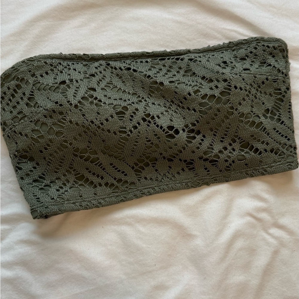 Olive Green Lace bathing suit top